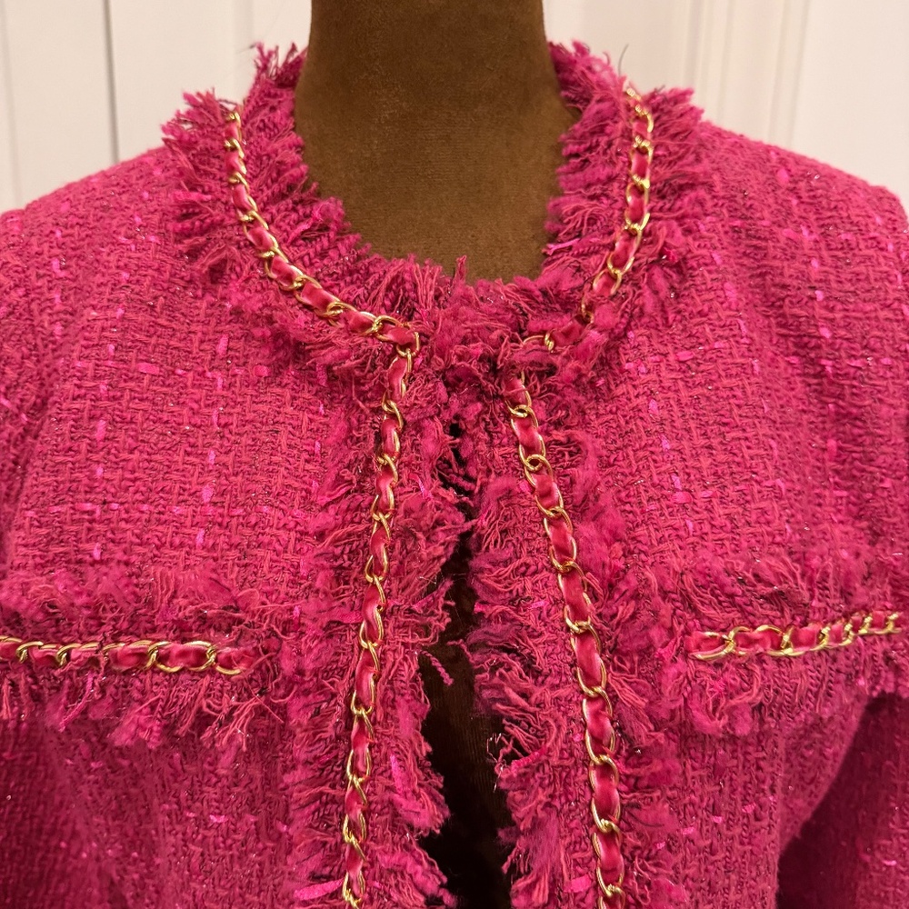 Pink Chanel-ish Jacket by Boston Proper - sz 6 - Picture 2 of 4